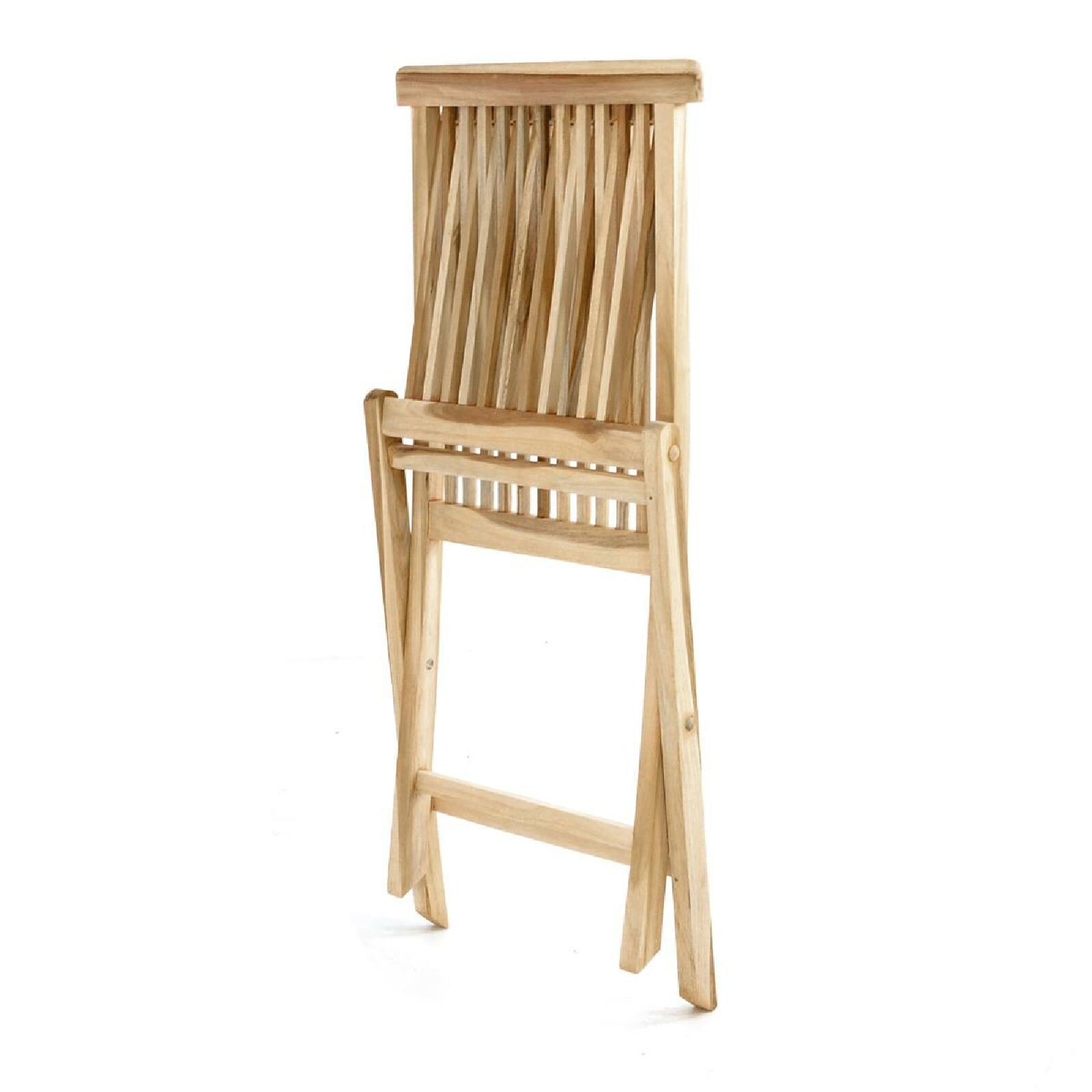 VCM 4er Set Gartenstuhl Teak Holz unbehandelt klappbar Stühle Holzstuhl