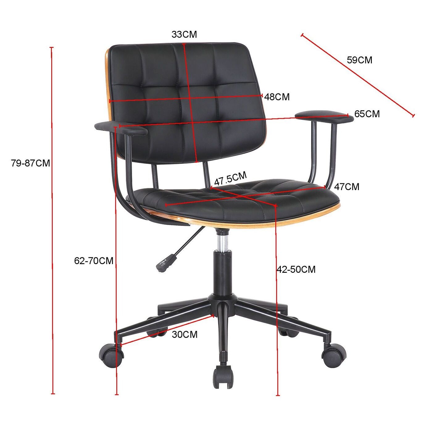 Draaibare Bureaustoel Nelly zwart Kare Design