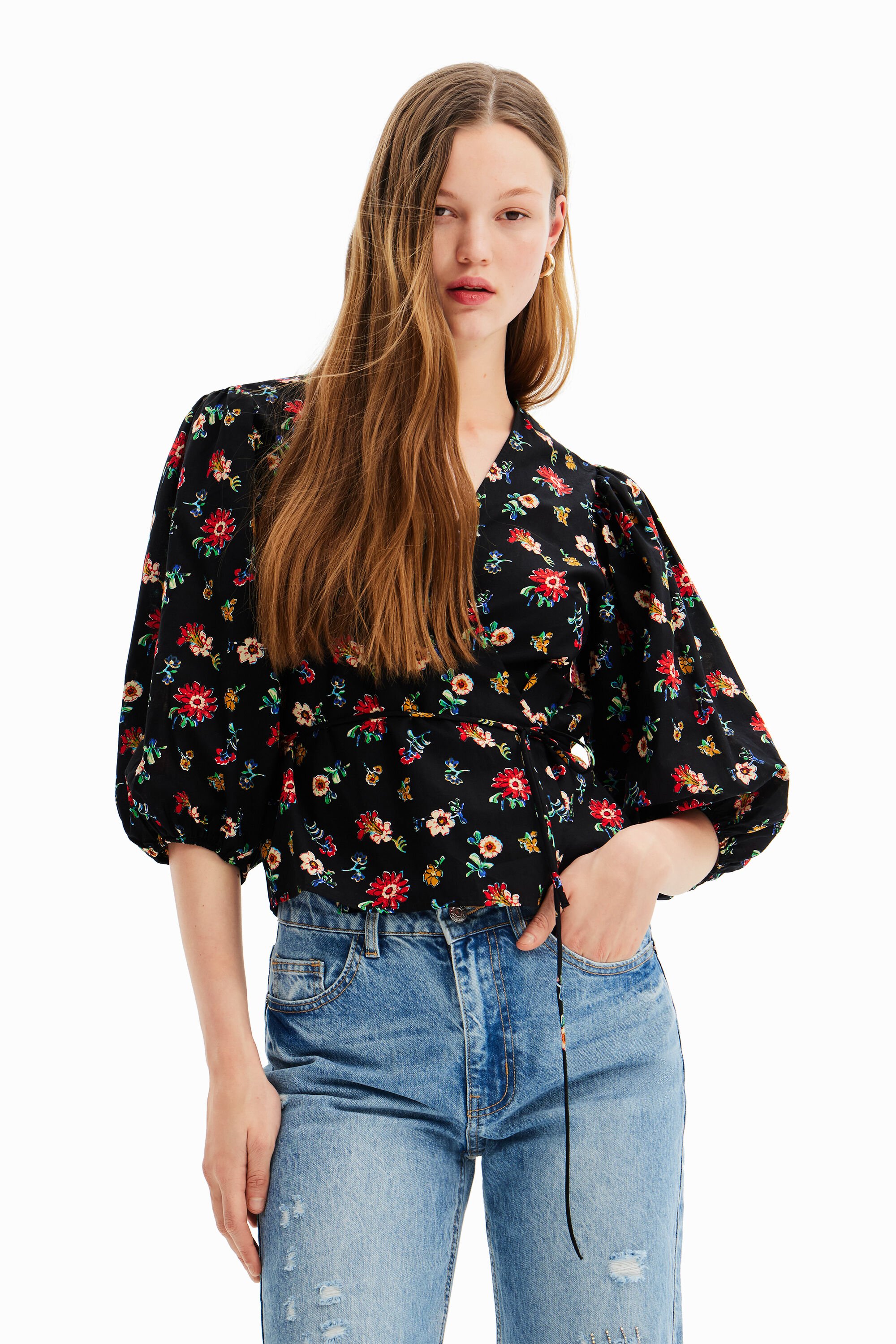 Blouse croisée fleurs