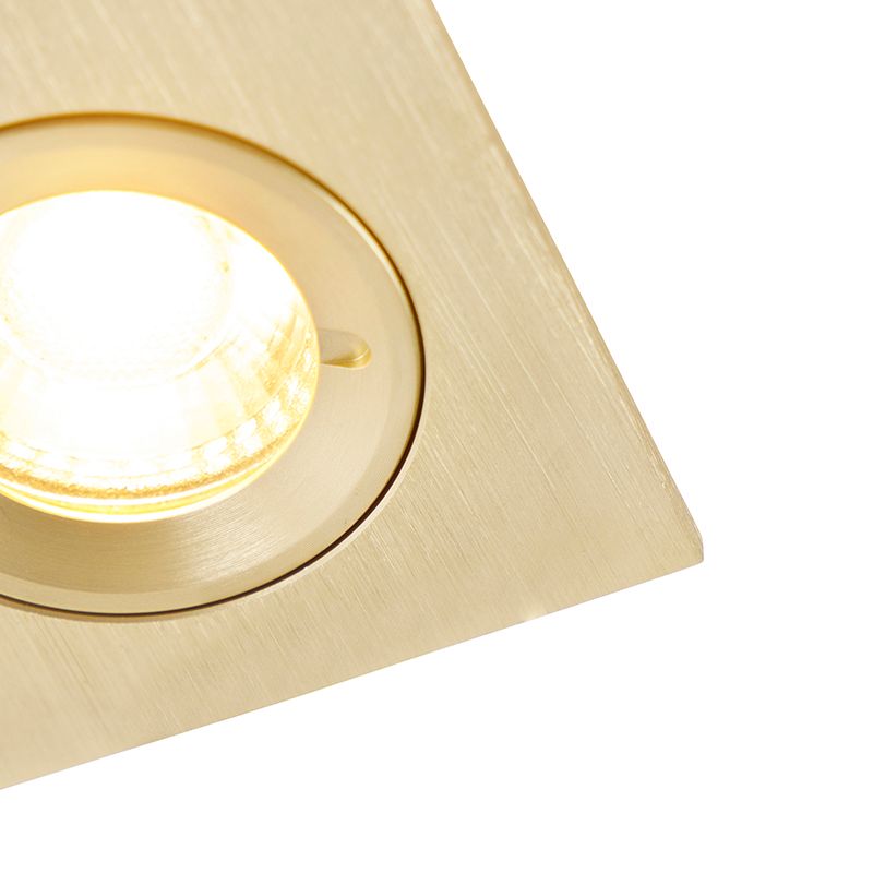 Set van 6 Moderne inbouwspot goud vierkant IP44 - Xena