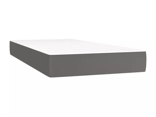 Sommier tapissier et matelas et LED Gris 90x190 cm Similicuir