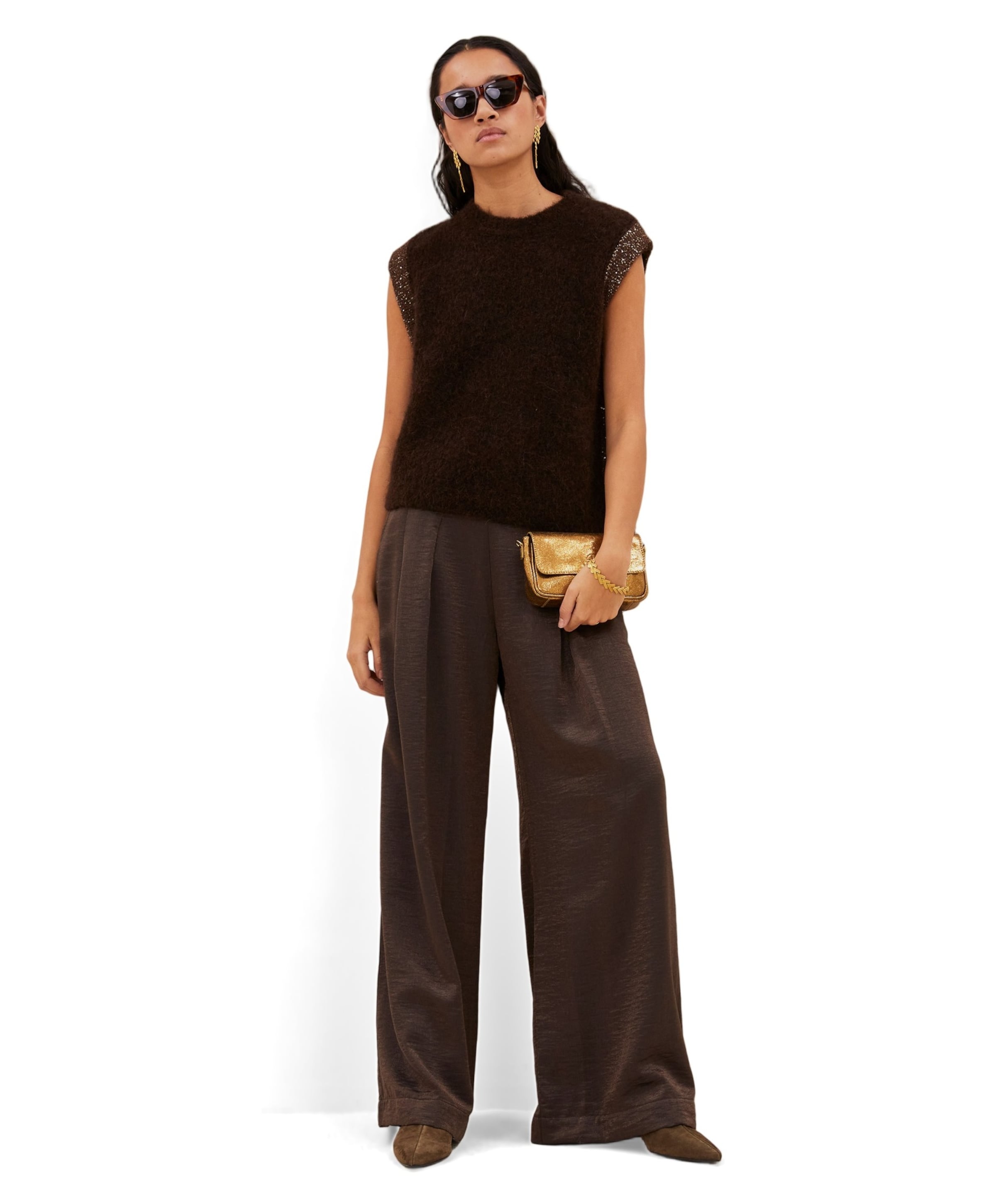 by-bar lodi metallic pants dames broek bruin