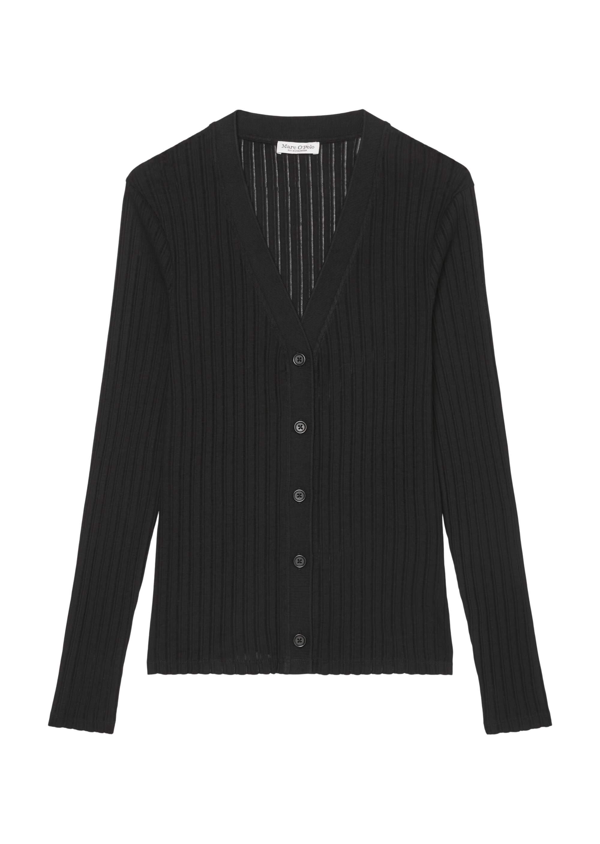 Pointelle-Jersey-V-Neck-Cardigan aus reiner Bio-Baumwolle