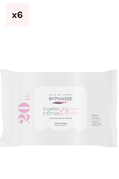 Lingettes nettoyantes zone intime - 6 x 20 unités