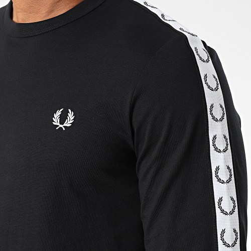 Tee Shirt Manches Longues A Bandes Taped M4621 Noir