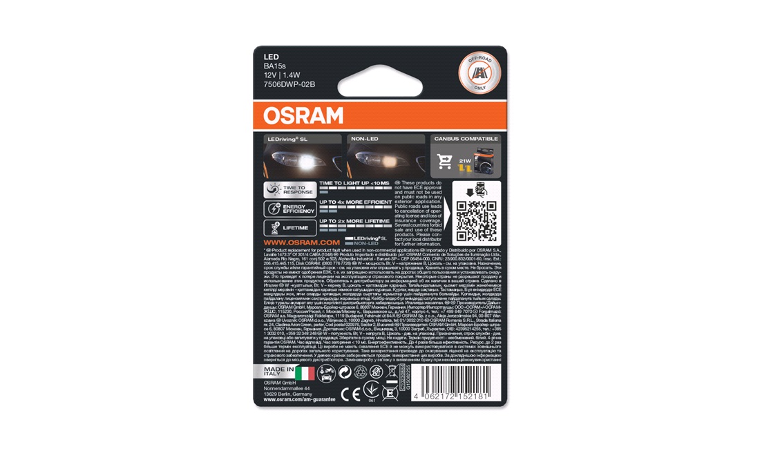 Pæresæt P21W Hvid LEDriving - Osram