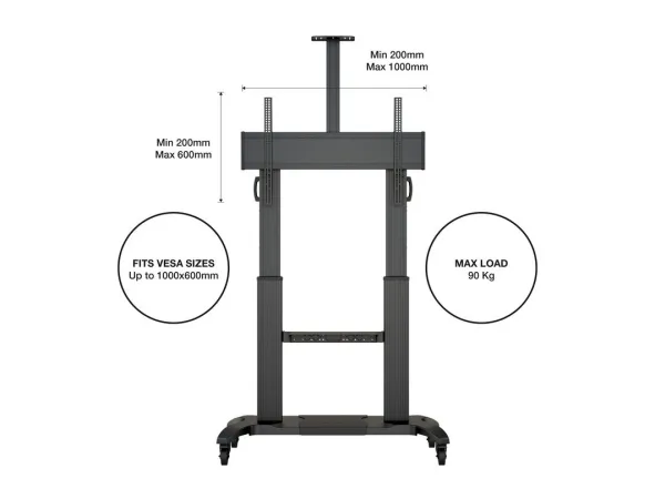 Multibrackets M Public Dual Pillar 180 HD - Vogn med hjul - for fladt panel - aluminium - sort - skærmstørrelse: 60