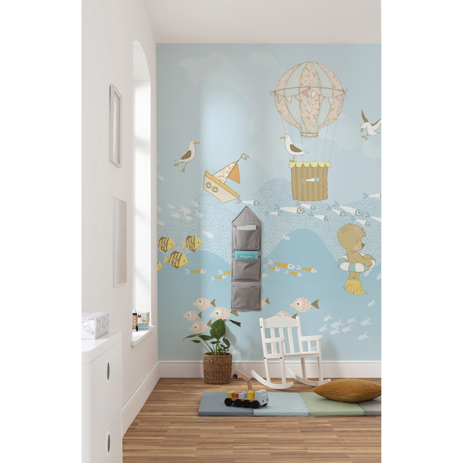 Vlies Fototapete WAVY VENTURE - blau-gelb-grün - 200x250 cm