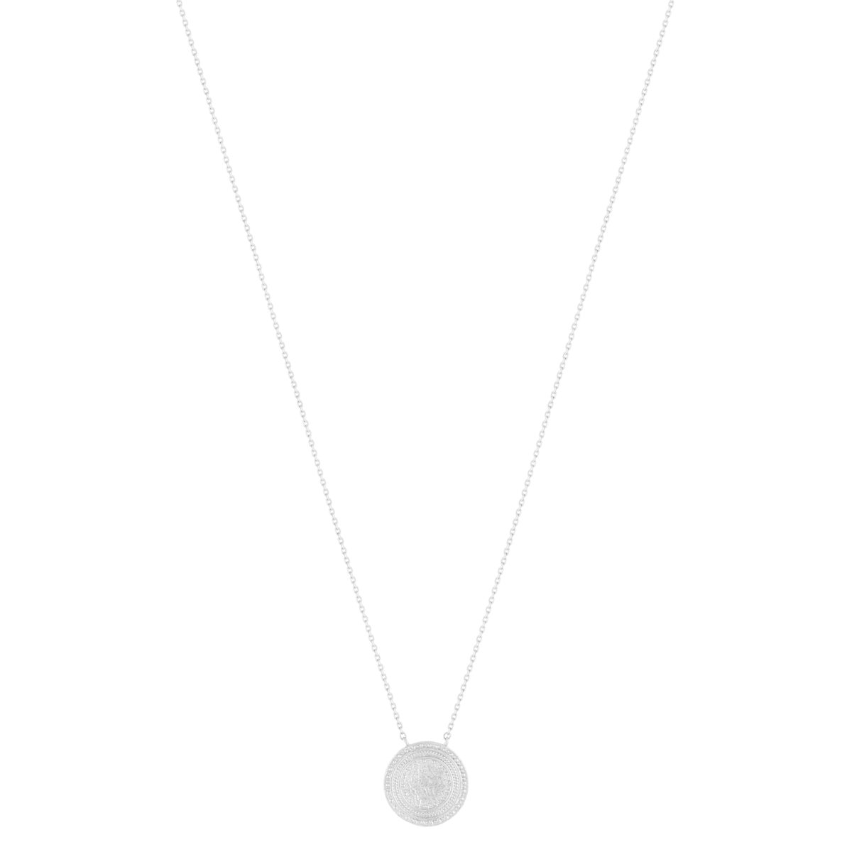 Collier argent 925, médaille perlée 45 cm