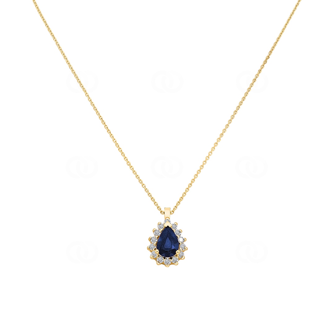 Collier 750/18 K Gelbgold mit Diamanten 0.11 ct H/si & Saphir