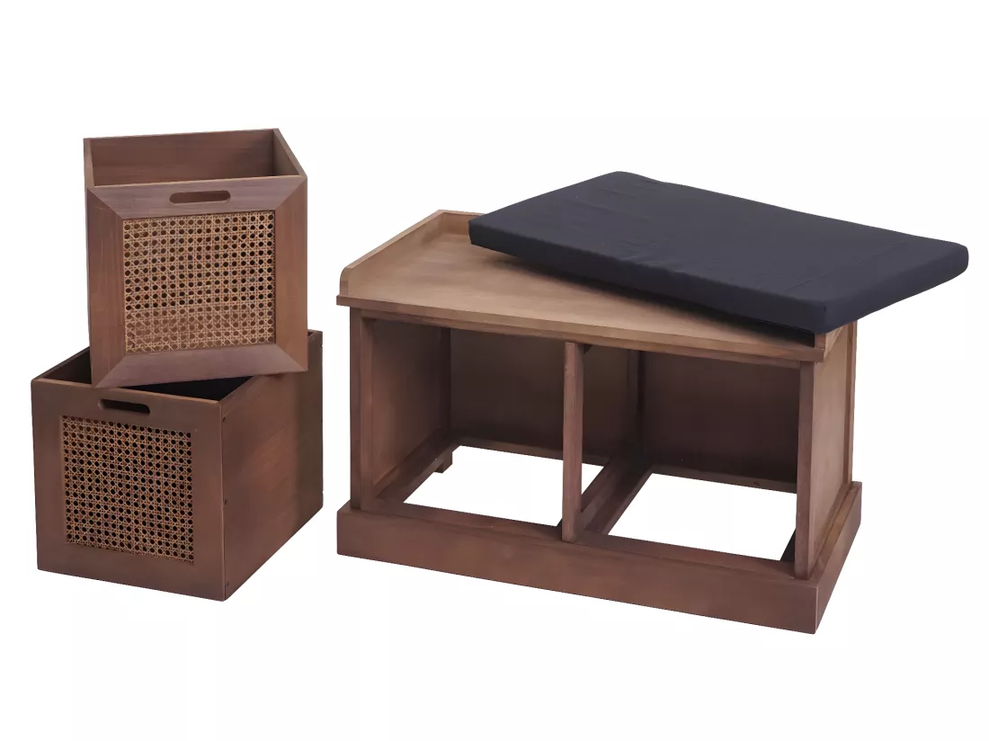 Banc banquette en bois effet bois marron 75 x 40 x 47 cm BAN04051