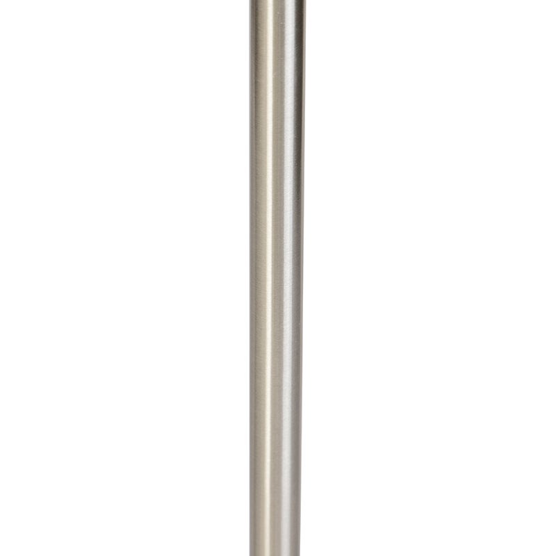 QAZQA - Moderne vloerlamp | Staande lamp | Vloerlamp | Lamp | Licht staal | Zilver | Mat nikkel zonder kap - Simplo | Woonkamer | Slaapkamer - Staal, Langwerpig - LED-compatibel E27