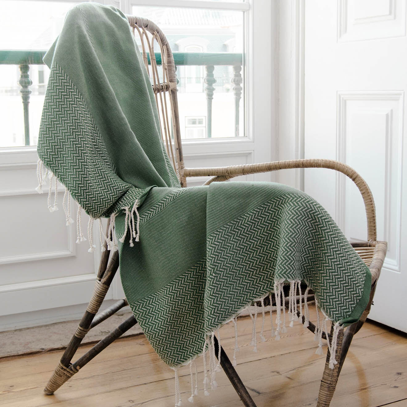 Febronie Plaid Oslo Jacquard vert kaki