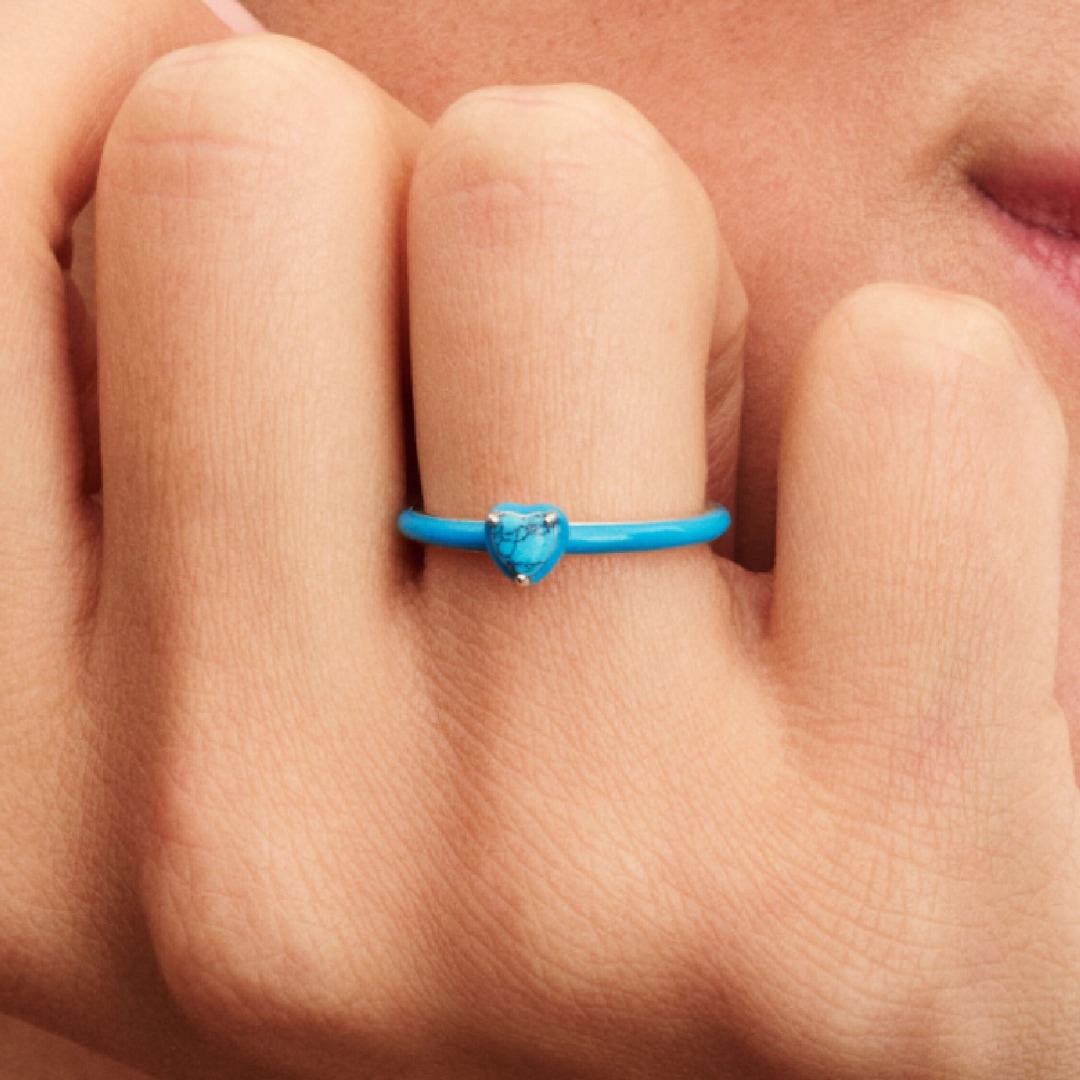 Pandora ME Türkisfarbener Herz-Stein Ring 925 Silber