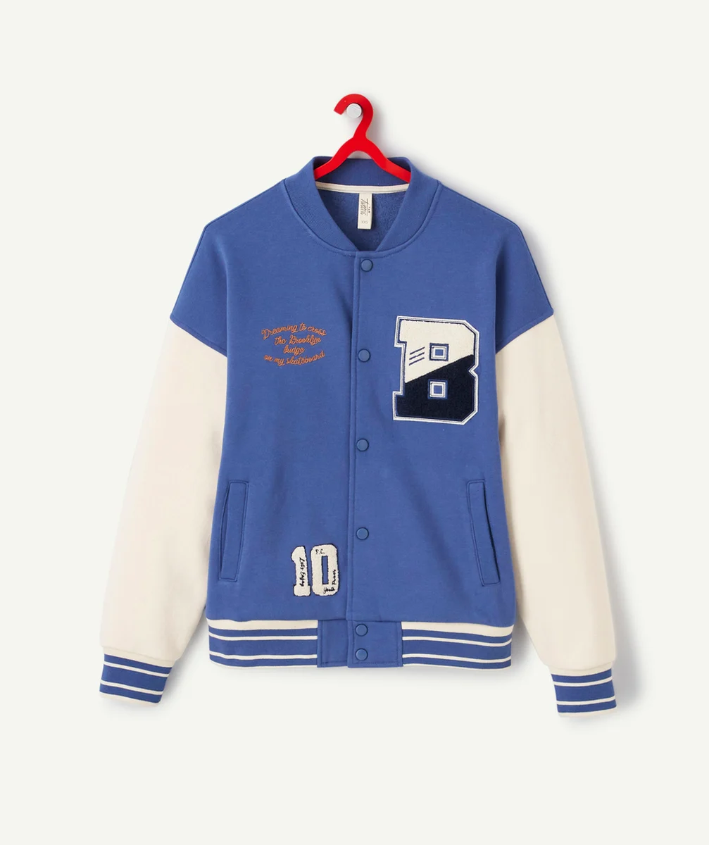 GILET STYLE TEDDY MIXTE EN FIBRES RECYCLÉES GARÇON BLEU ET BLANC