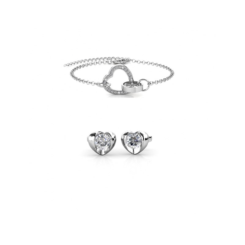 Parure Simply Love Locked Heart - Argenté et Cristal