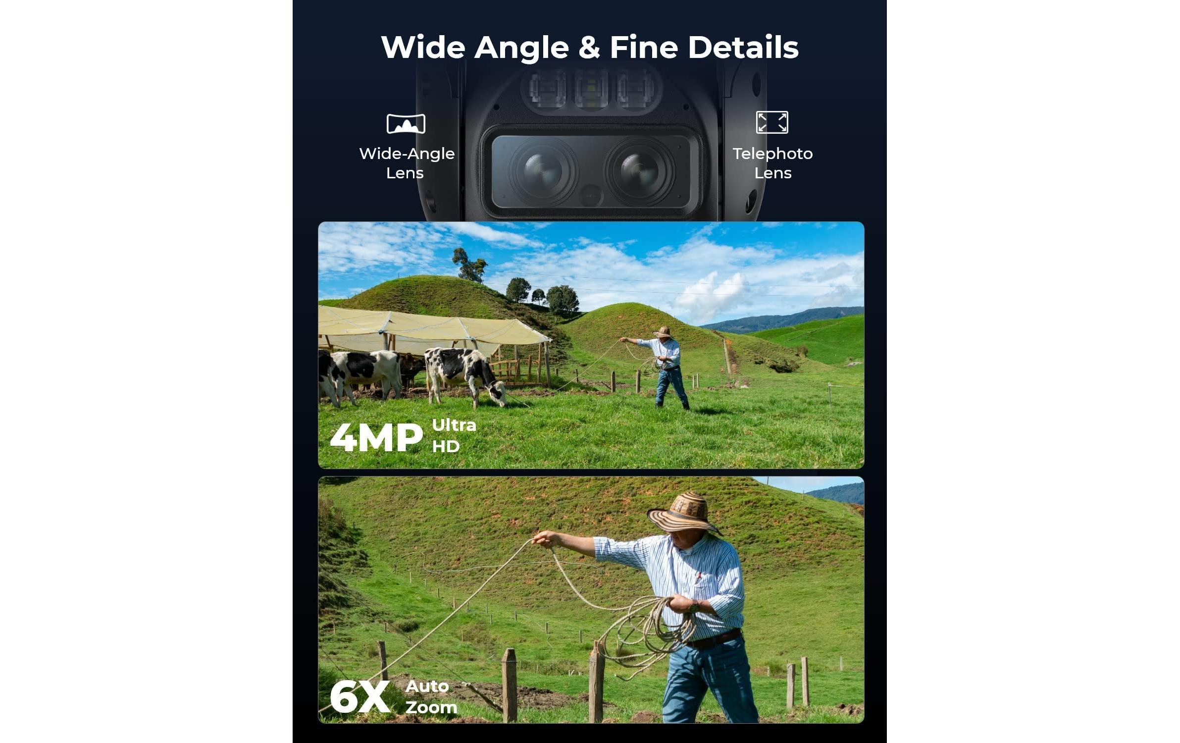 Netzwerkkamera RL-TrackMix-LTE inkl. Solar Panel Plus 66W<br>4G Dual-Objektiv-Kamera mit Auto-Zoom und -Tracking + Hocheffizientes 66W Solarpanel