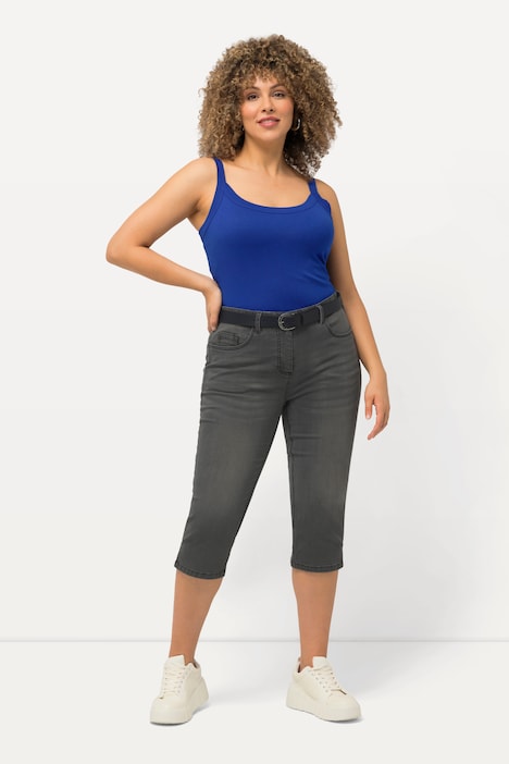 Capri Jeans Sarah, schmale 5-Pocket-Form, Saumschlitz