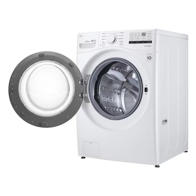 Lavadora de carregamento frontal empilhável de alta eficiência LG de 4,5 pés cúbicos (branca) ENERGY STAR