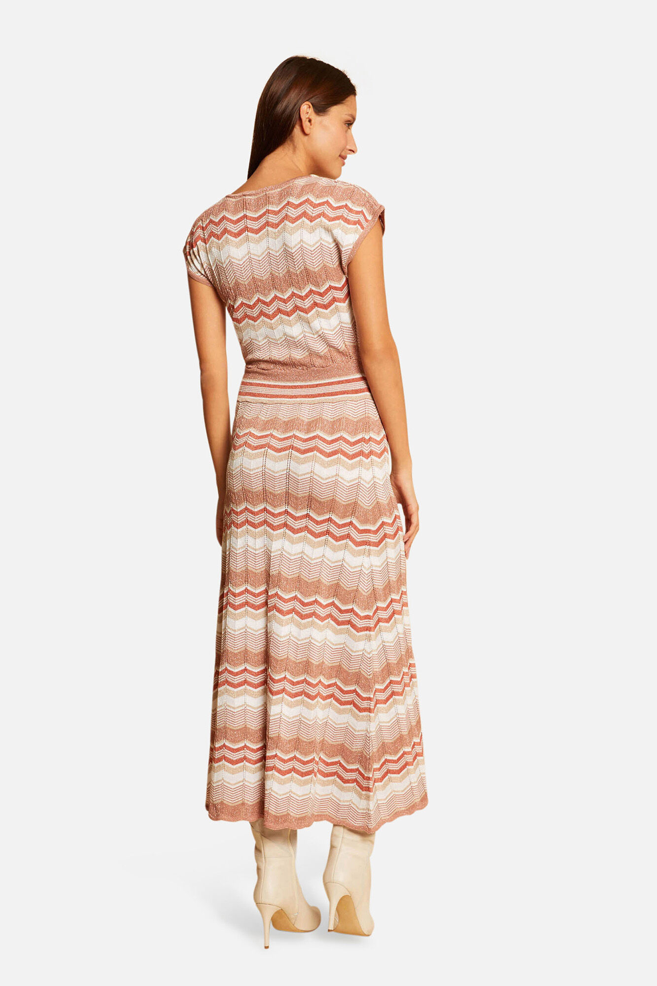 Vestido longo reto de malha com estampa - Estampa branca