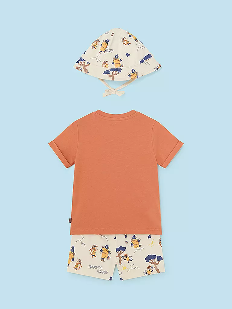 MAYORAL Baby Set 3-teilig T-Shirt, Shorts, Kappe  orange