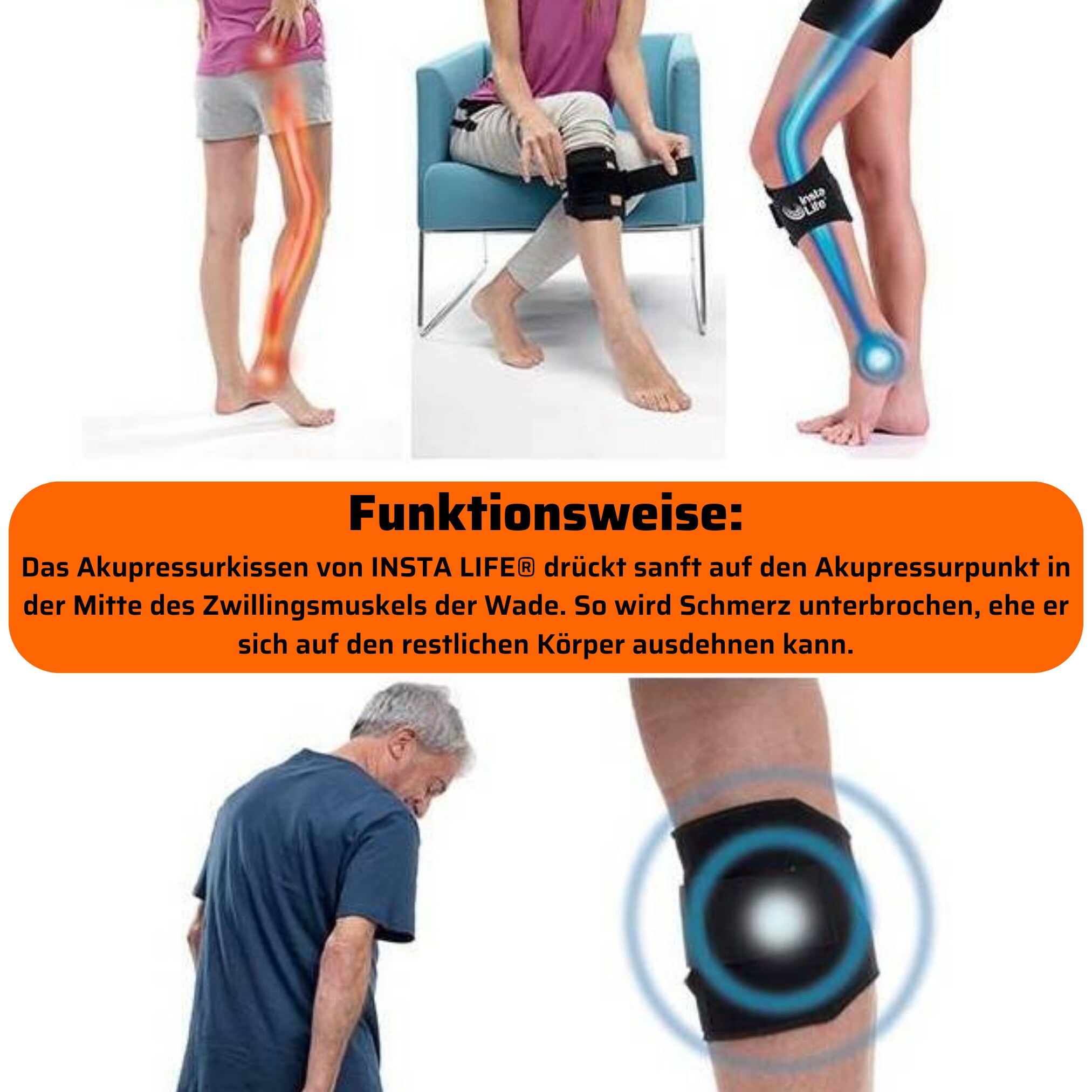 Best Direct® Akupressur Knie Bandage - Kniebandage Insta Life