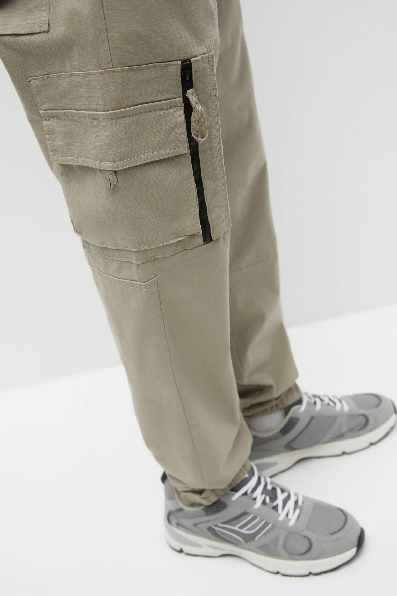 Calça cargo ripstop com bainha ajustável - Stone