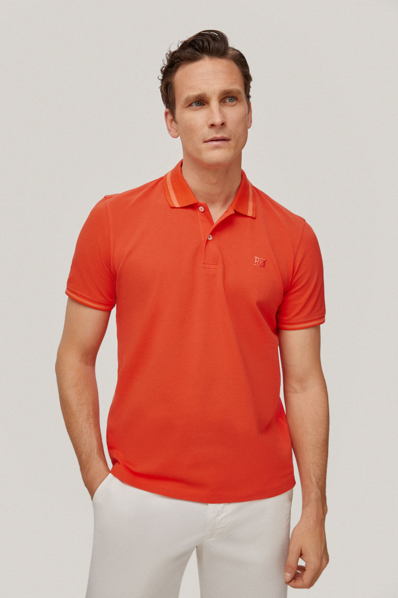 Cuello tip Camisa polo com logo - Rojo