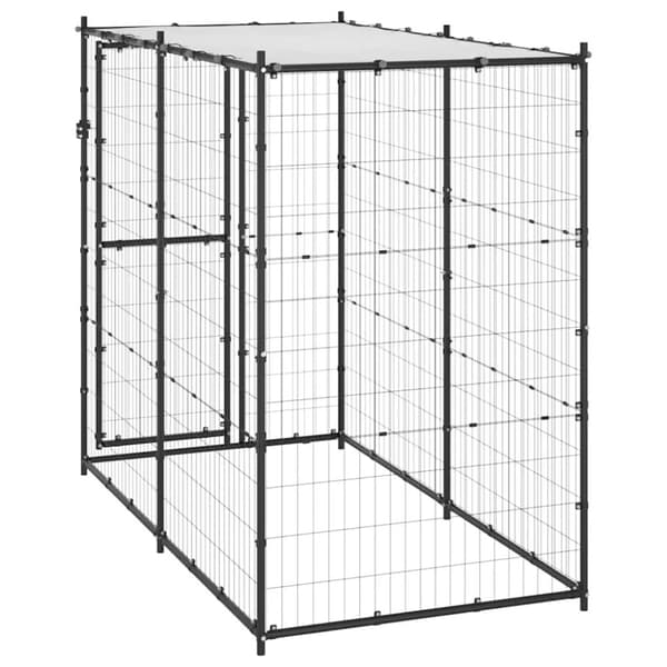vidaXL Utendørs hundegård med tak 110x220x180 cm