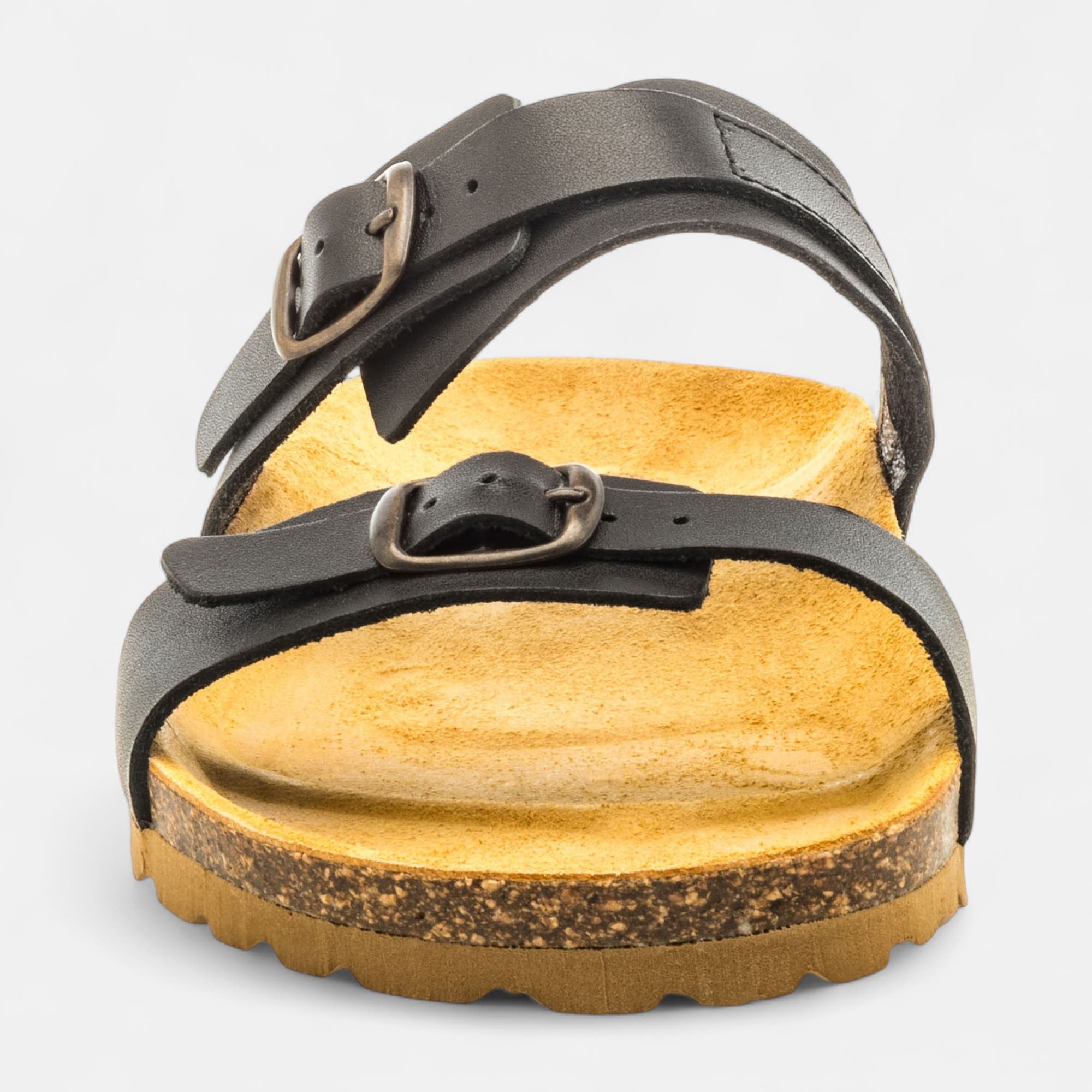 Mules semelle liège Femme en cuir noir