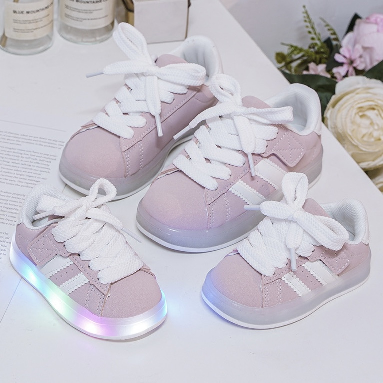 Light up sneakers - roze (met klittenband)
