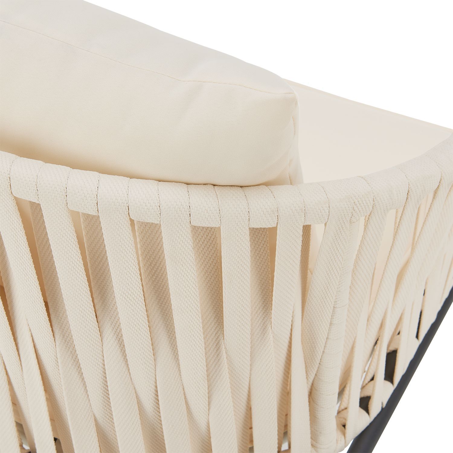 Juskys set van 2 touwgaas tuinstoelen met kussens - Beige