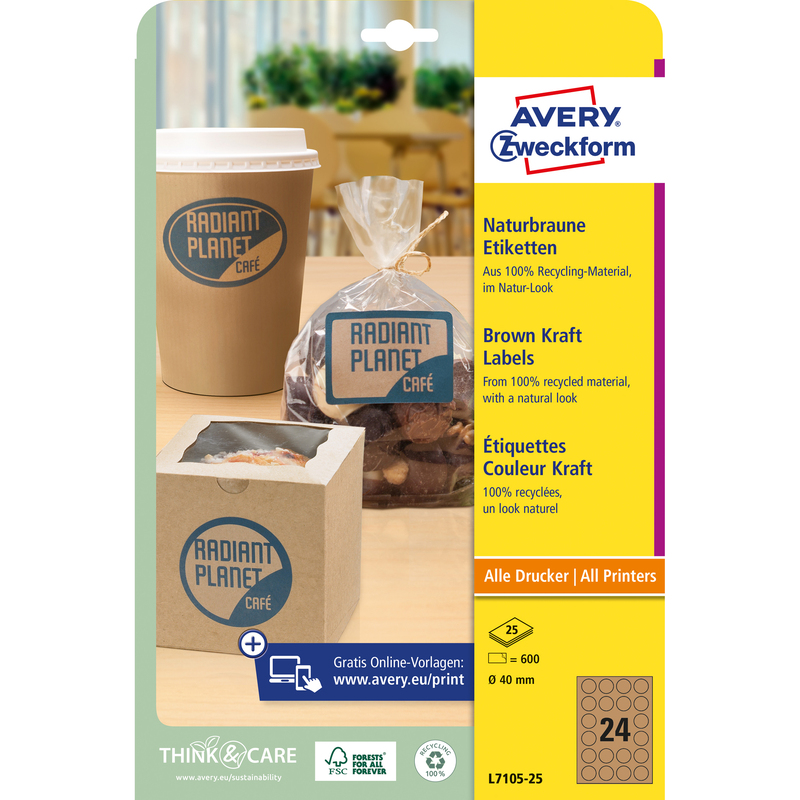 Avery Zweckform Etiketten, L7105-25, 40 mm, 25 Blatt