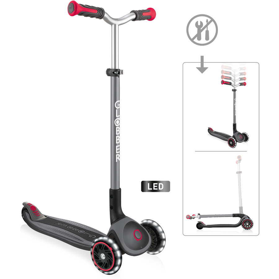 GLOBBER MASTER LIGHTS schwarz-rot, mit Leuchtrollen