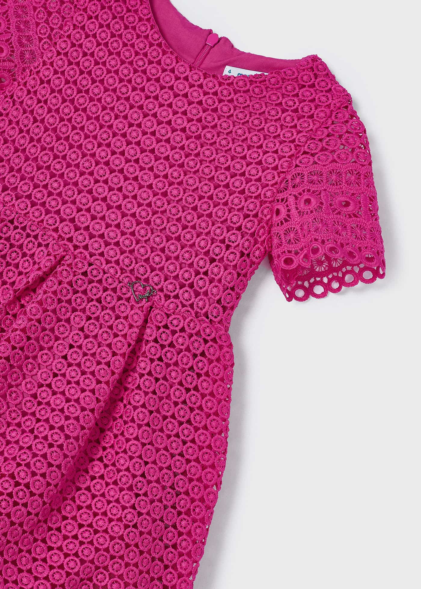 Vestido de guipure fúcsia para meninas
