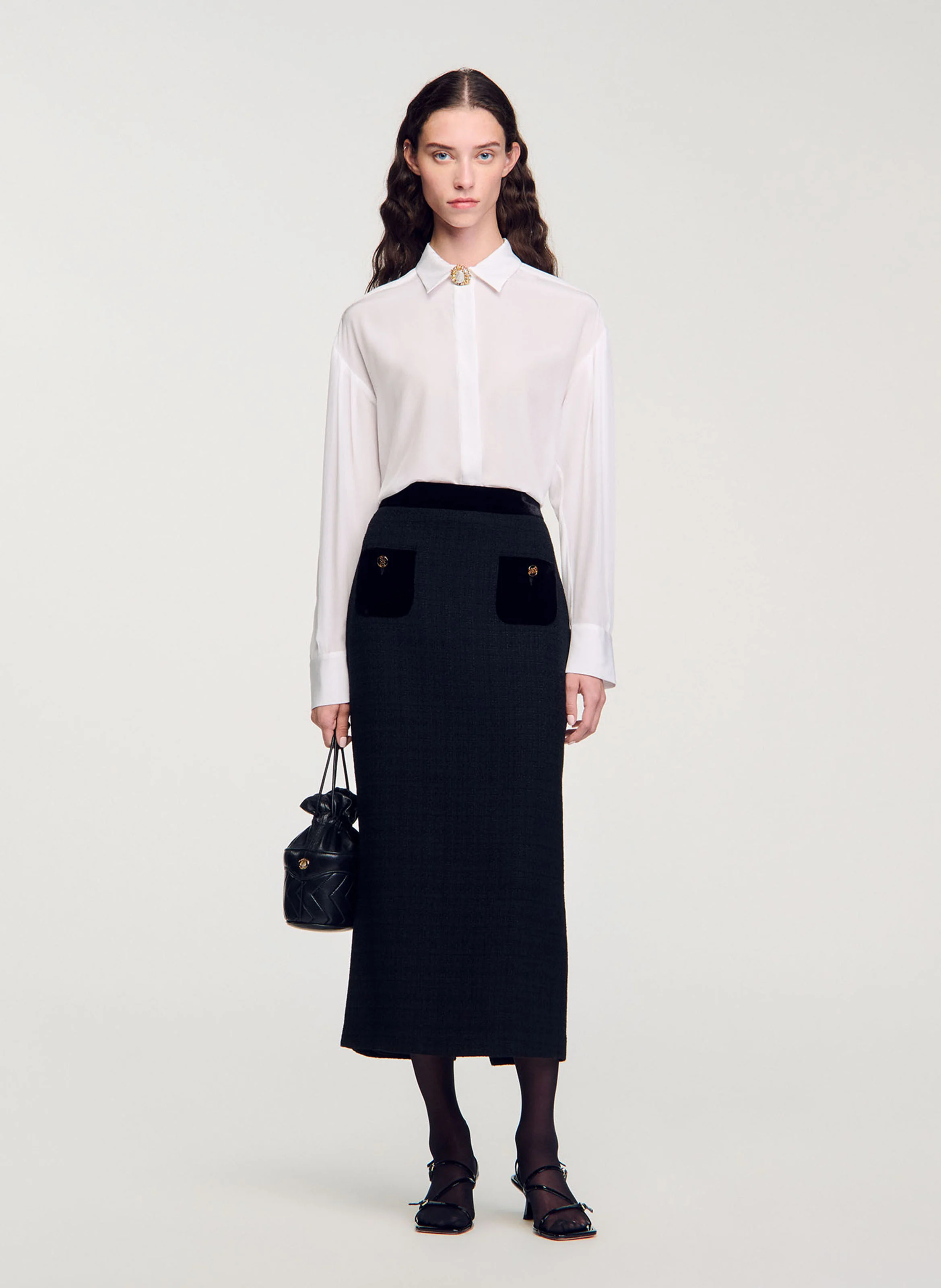 Jupe midi crayon | Noir