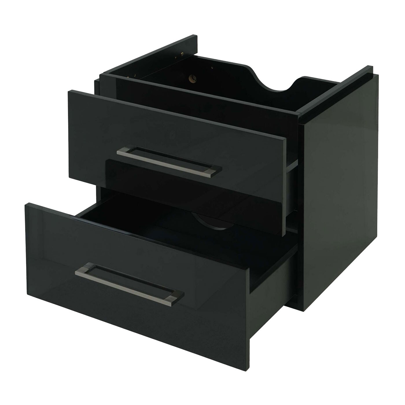 Premium Waschbeckenunterschrank MCW-D16, Waschtischunterschrank Waschtisch Badmöbel, hochglanz 60cm ~ schwarz