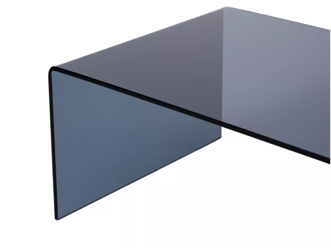 Table basse en verre trempé courbé et fumé - Noir - ALONZO