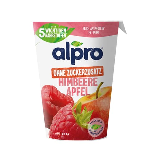 Alpro Joghurtalternative auf Sojabasis Himbeere-Apfel ohne Zuckerzusatz