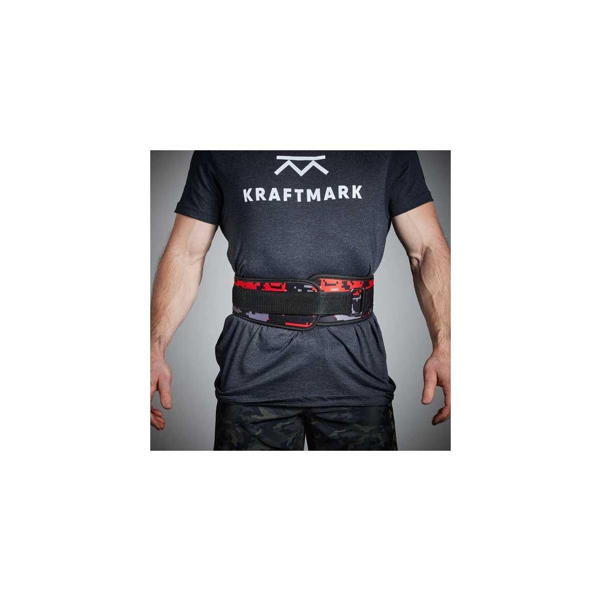 Kraftmark Treningsbelte Rød/Grå Camo