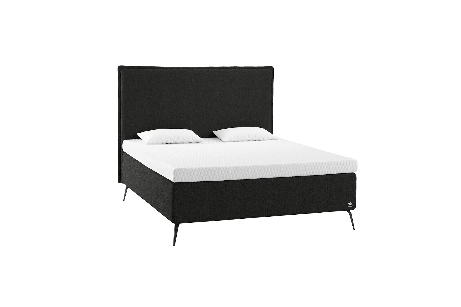 Zoe kontinentalseng Tekstil Dream Graphite, Integrert overmadrass og Diamond legs 19cm sort