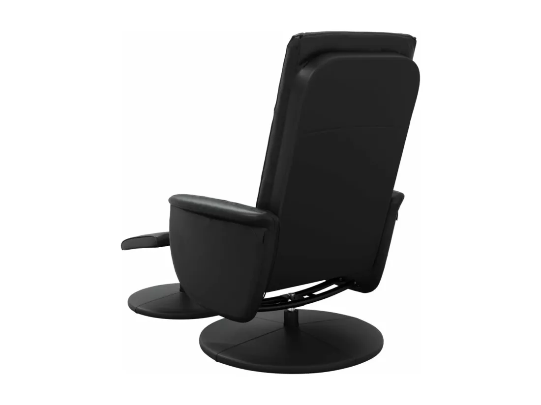 Fauteuil inclinable de massage avec repose-pied noir similicuir