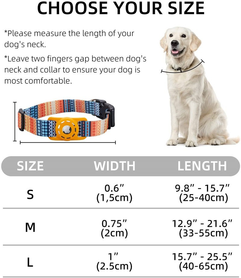 Hunde Floral Halsband mit Apple AirTag Silikon Halterung - Rosa