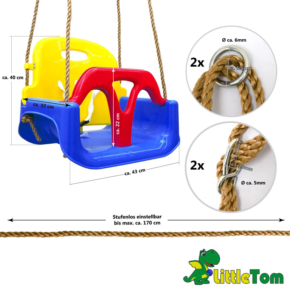 3-in-1 Kinderschaukel Baby Garten Schaukel 40x43x33cm Indoor Outdoor