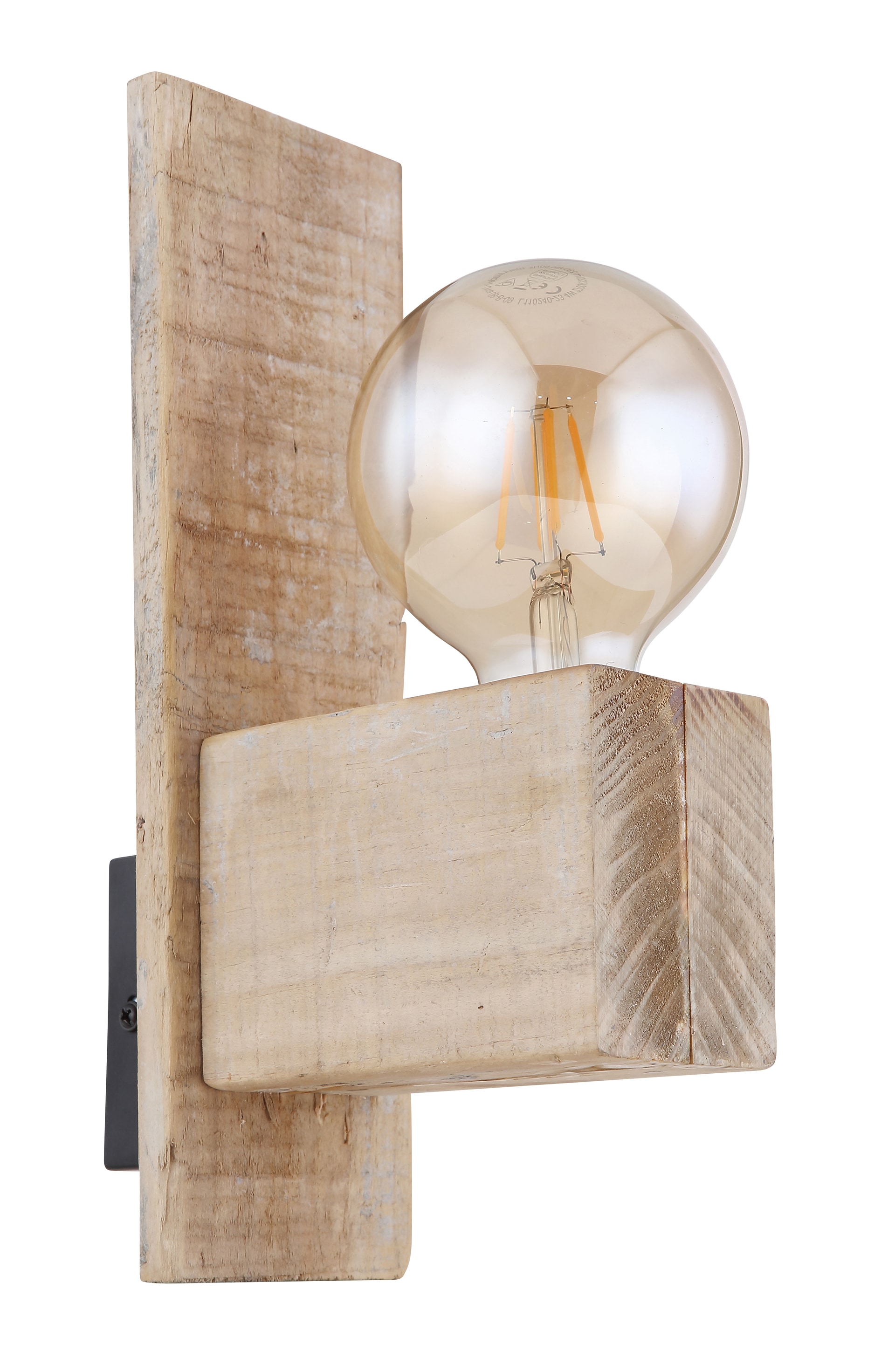 GLOBO Retrofit Wandleuchte ADALIE Holz naturfarbig