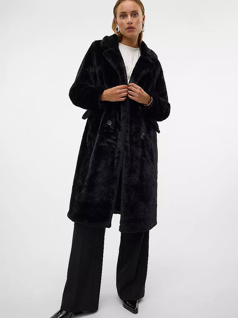 VERO MODA Mantel in Felloptik VMSONJAELLY schwarz