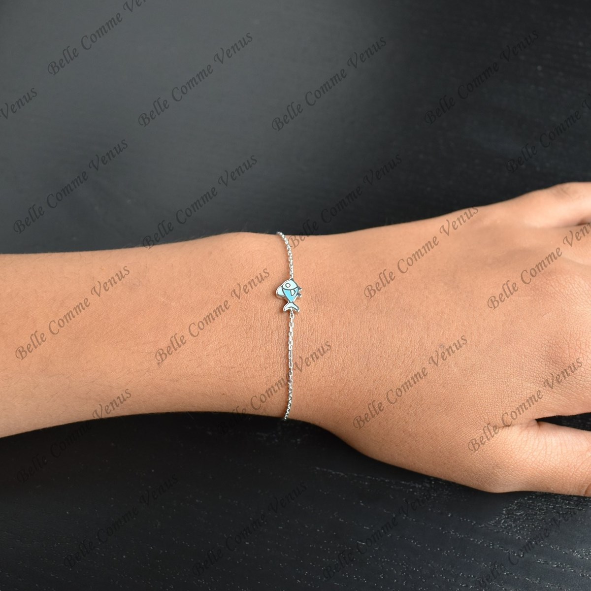 Bracelet poisson émail coloré Argent 925 Rhodié