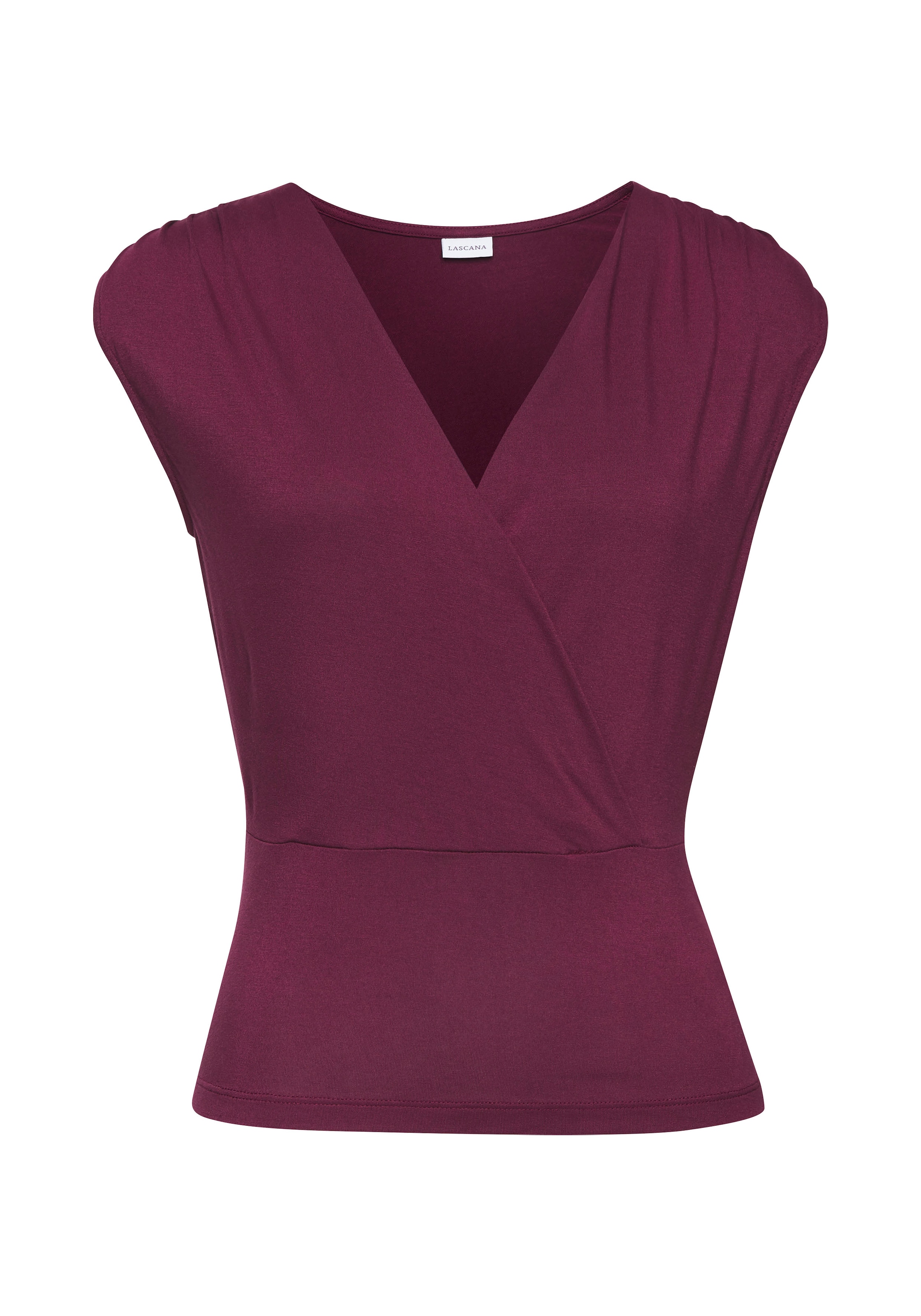 LASCANA Shirttop mit dezenten Raffungen an der Schulter, elastisches Damentop