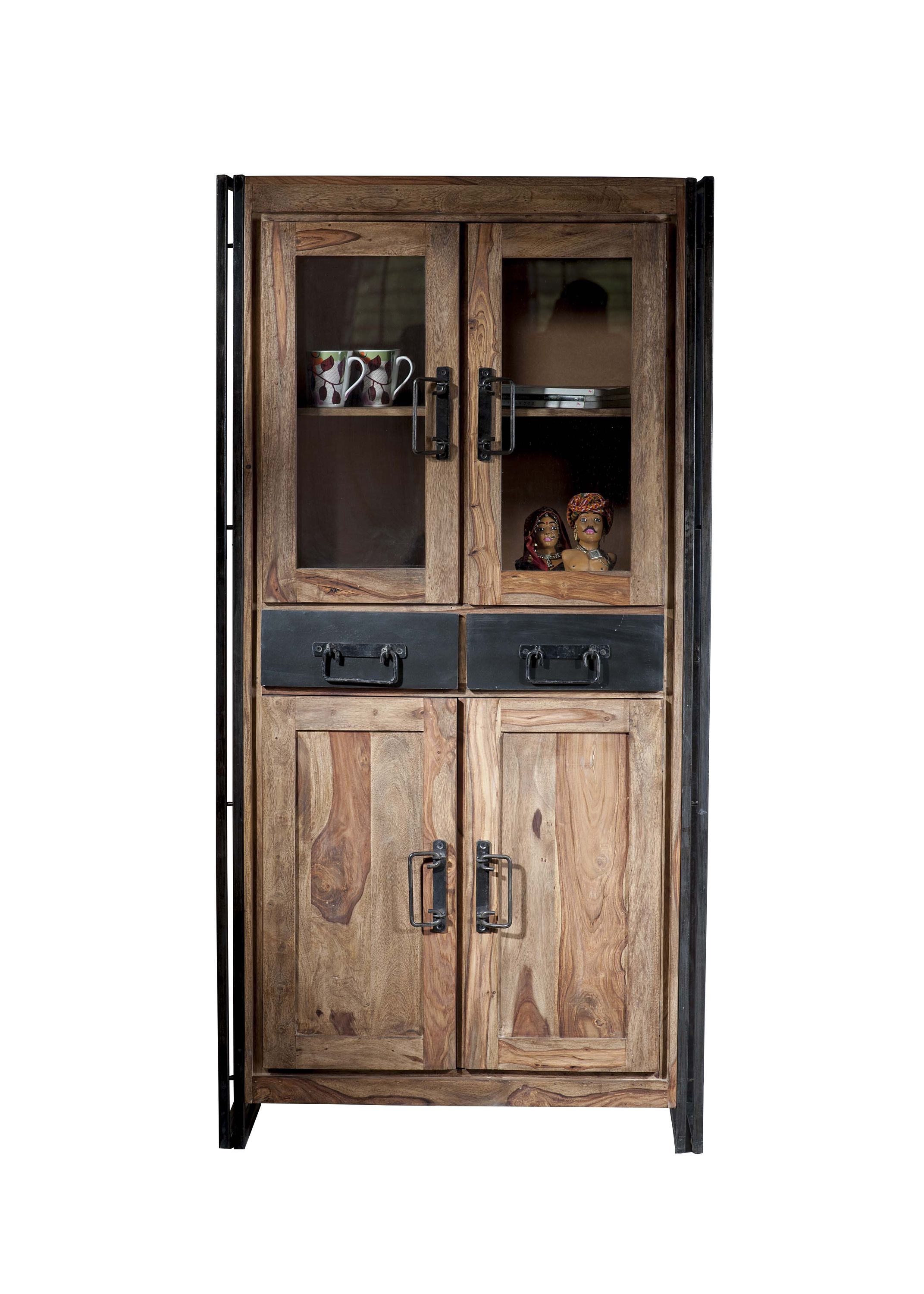 Vitrine Panama Akazie Wohnzimmerschrank Schrank Vitrinenschrank Anrichte
