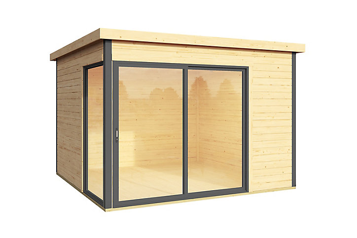 Abri de jardin + plancher Domeo 1 Plus en bois coloris naturel ép.44 mm surface extérieure 8,48 m²